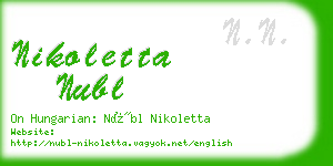 nikoletta nubl business card